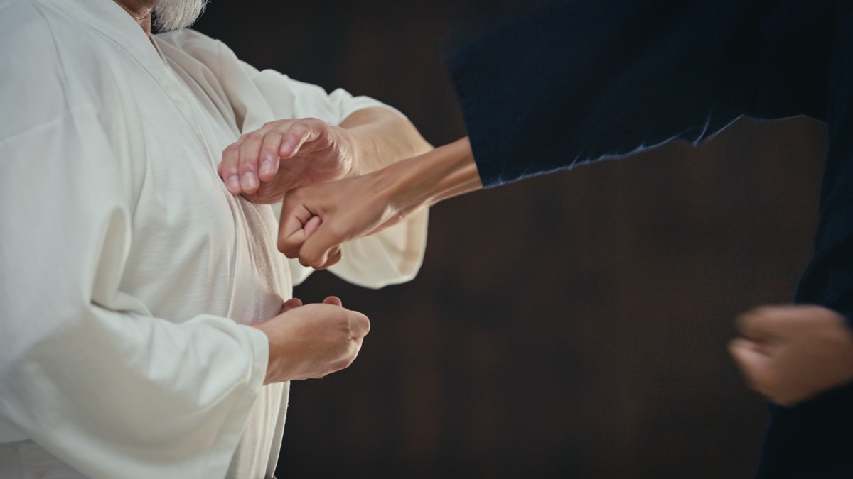 Traditional karate practice and forms training